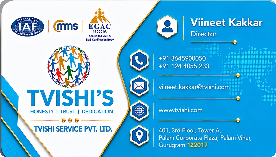 TVISHI'S business card front - Viineet Kakkar, Director